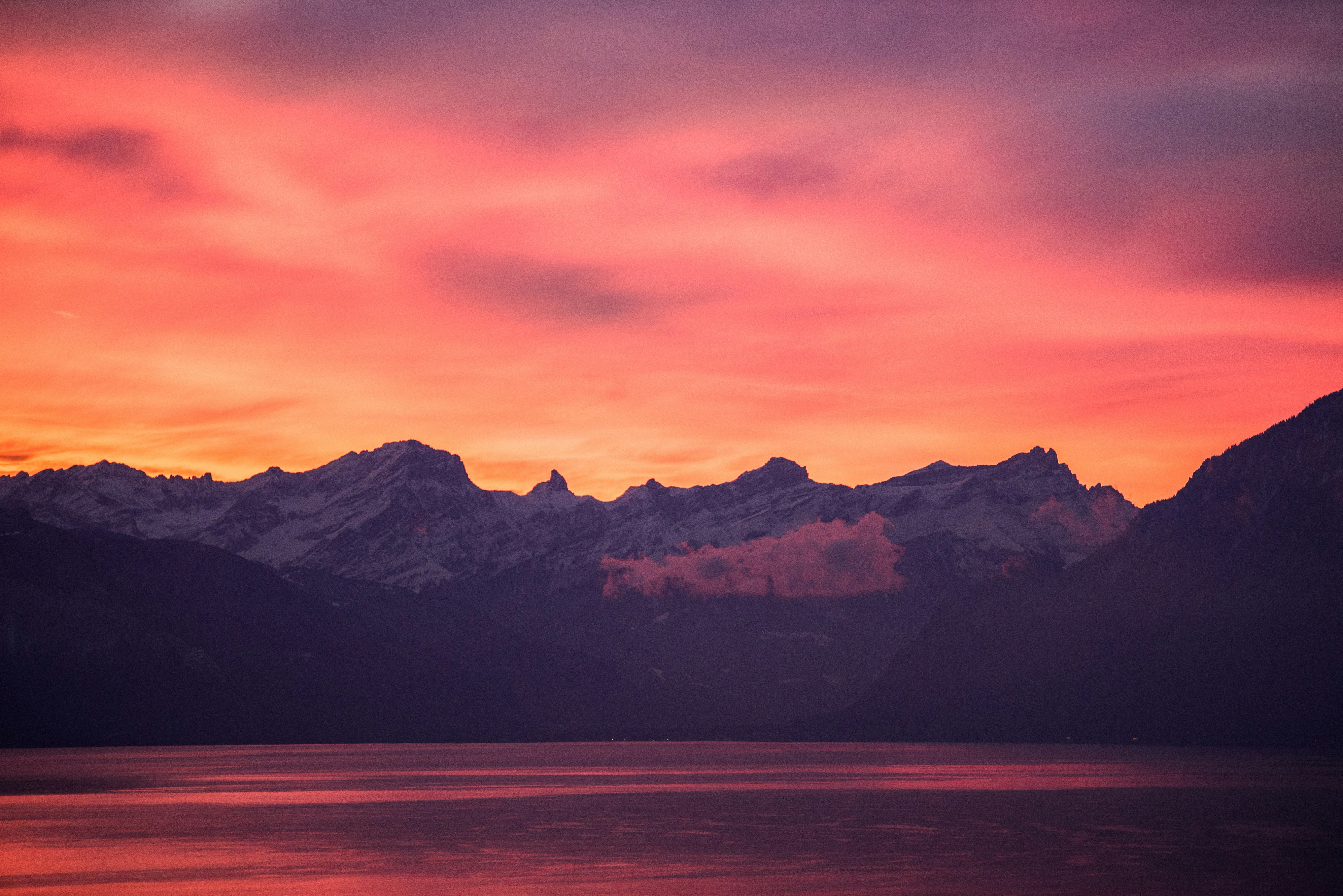 silhouette of mountain during sunset